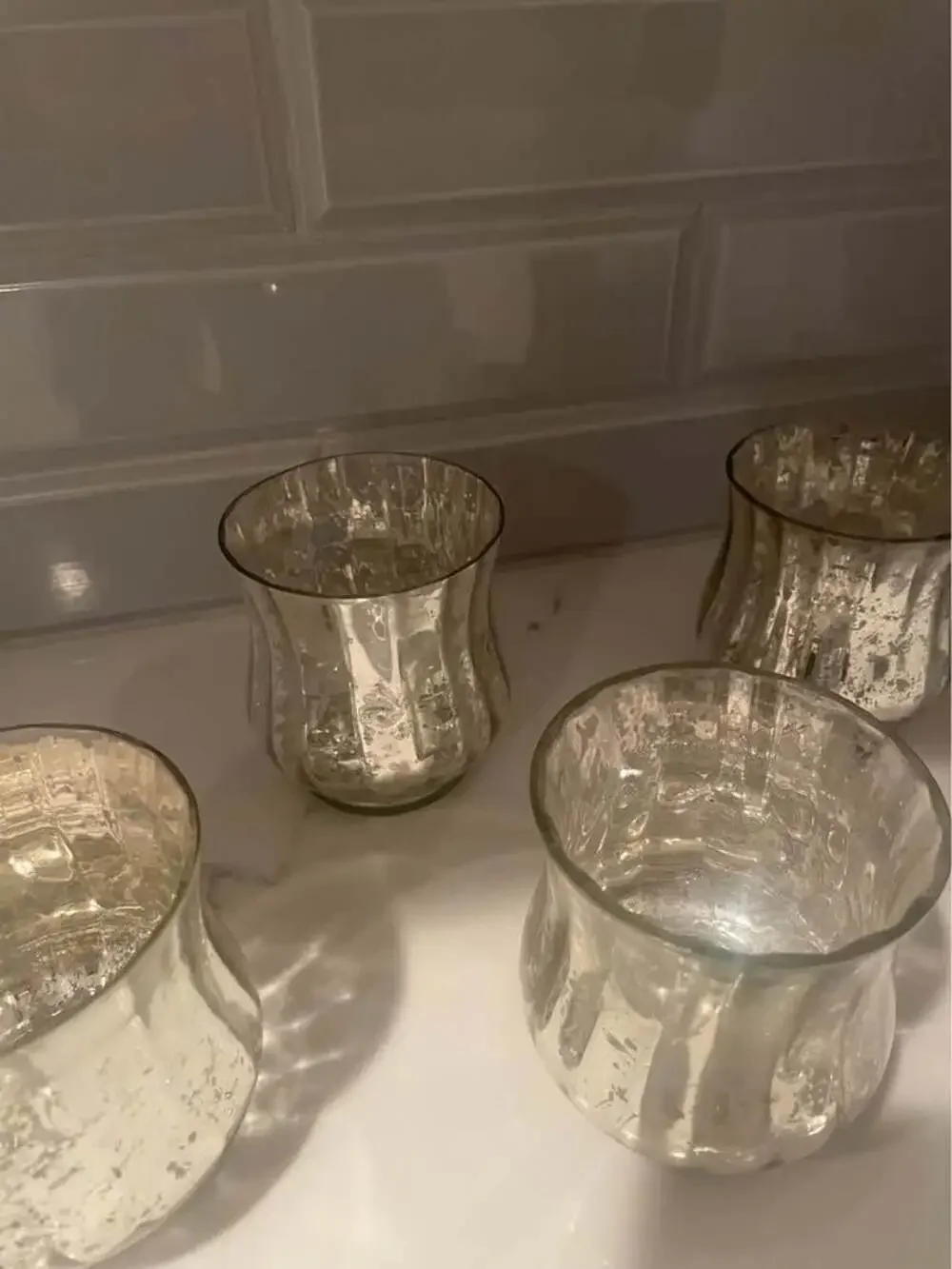 $12 OBO Vintage Mercury Venus Jars Glass Votive candle holders set of 4